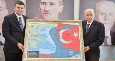 Χάρτης πρόκληση κατά της Ελλάδας από τον εταίρο του Ερντογάν: Και η Κρήτη τμήμα της Τουρκίας!